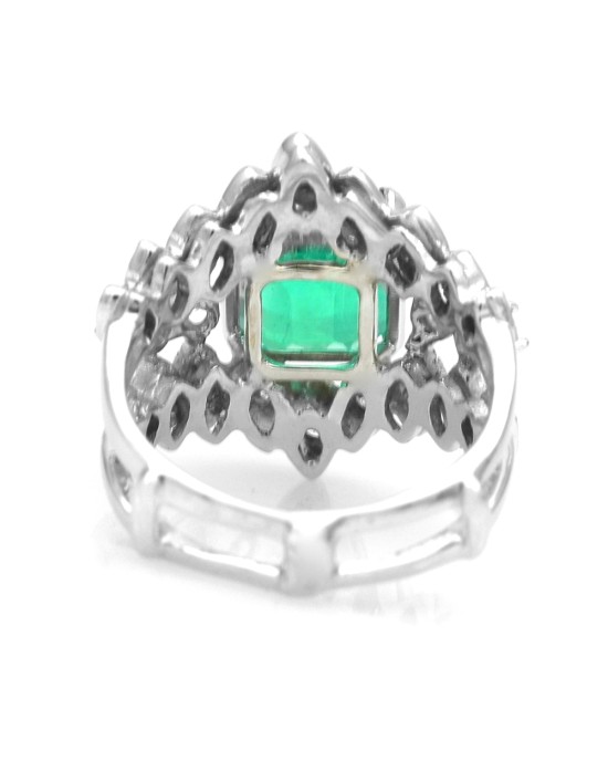 Emerald and Diamond Chevron Fashion Ring